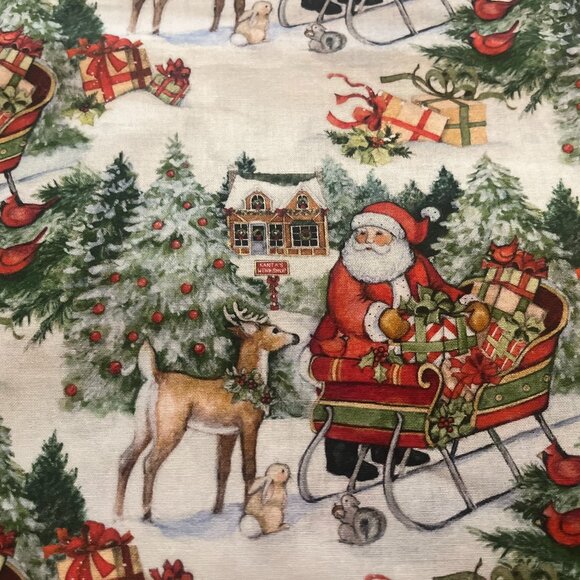 SANTA'S SLEIGH by SUSAN WINGET Handmade Cotton Pillowcase Standard/Queen - Picture 1 of 3
